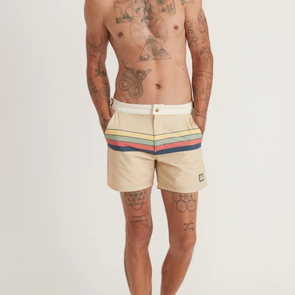 NWT MARINE LAYER- Board Short in Multi Stripe Swim Trunks